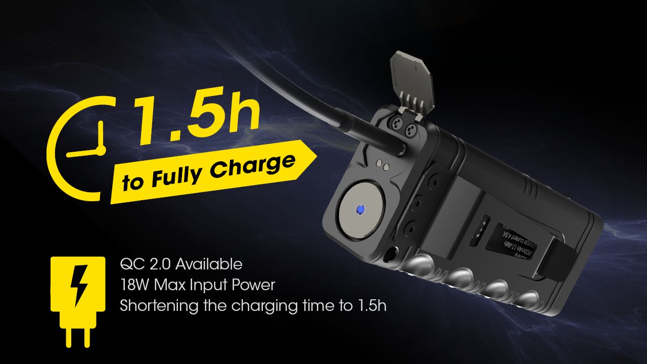 Linterna táctica NITECORE TM12K 12000 lúmenes recargable por USB-C LED de alto brillo para aventuras al aire libre