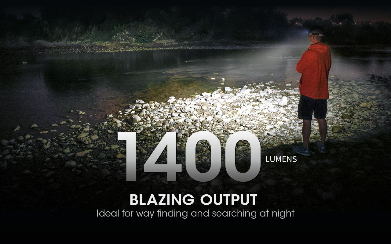 Linterna Frontal Recargable NITECORE NU43 para Camping Luz Blanca y Roja 1400 Lúmenes y Batería 3400mAh