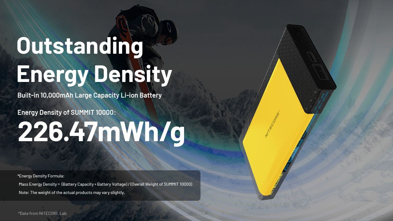 Nitecore Summit 10000 Power Bank -40°C, Batería Externa Carga Rápida, Ligera y Compacta para Senderismo/Camping