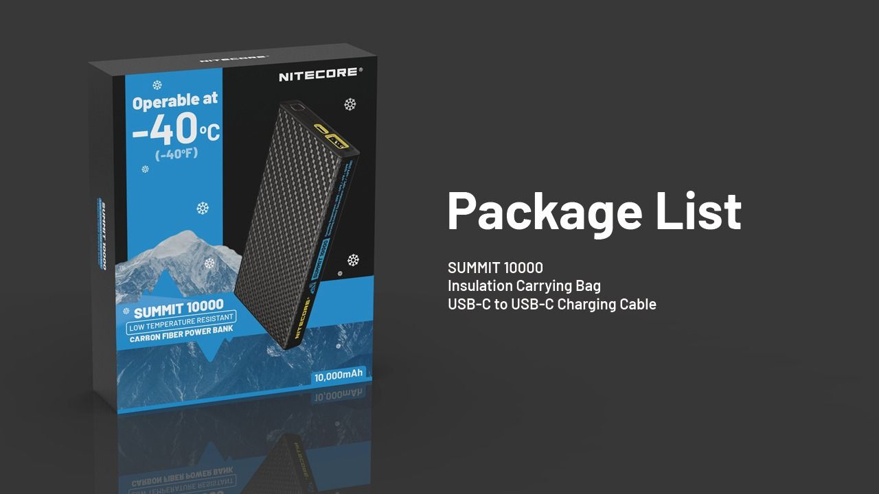 Nitecore Summit 10000 Power Bank -40°C, Batería Externa Carga Rápida, Ligera y Compacta para Senderismo/Camping
