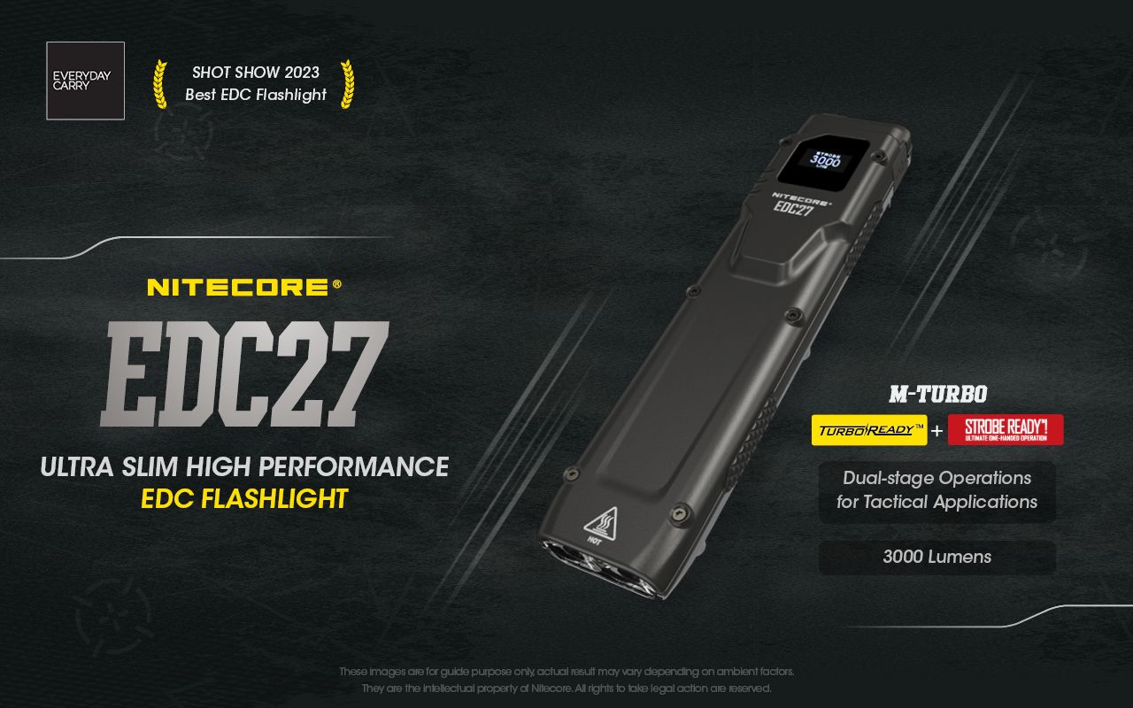 Linterna recargable NITECORE EDC27 ligera de 3000 lúmenes para aventuras al aire libre y preparación para emergencias