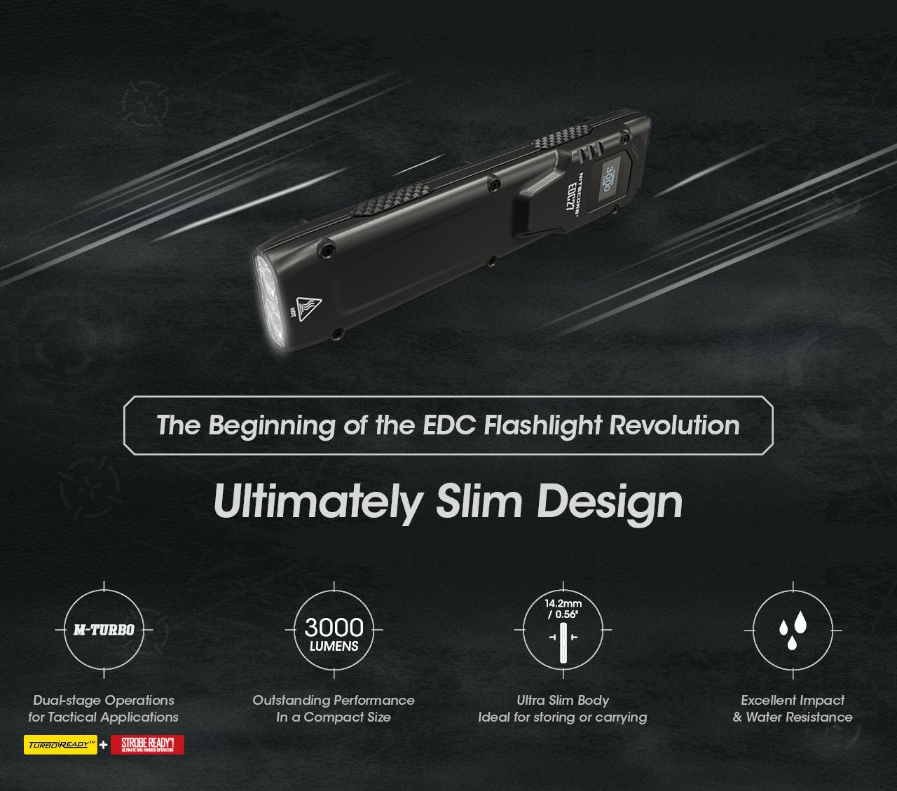 Linterna recargable NITECORE EDC27 ligera de 3000 lúmenes para aventuras al aire libre y preparación para emergencias