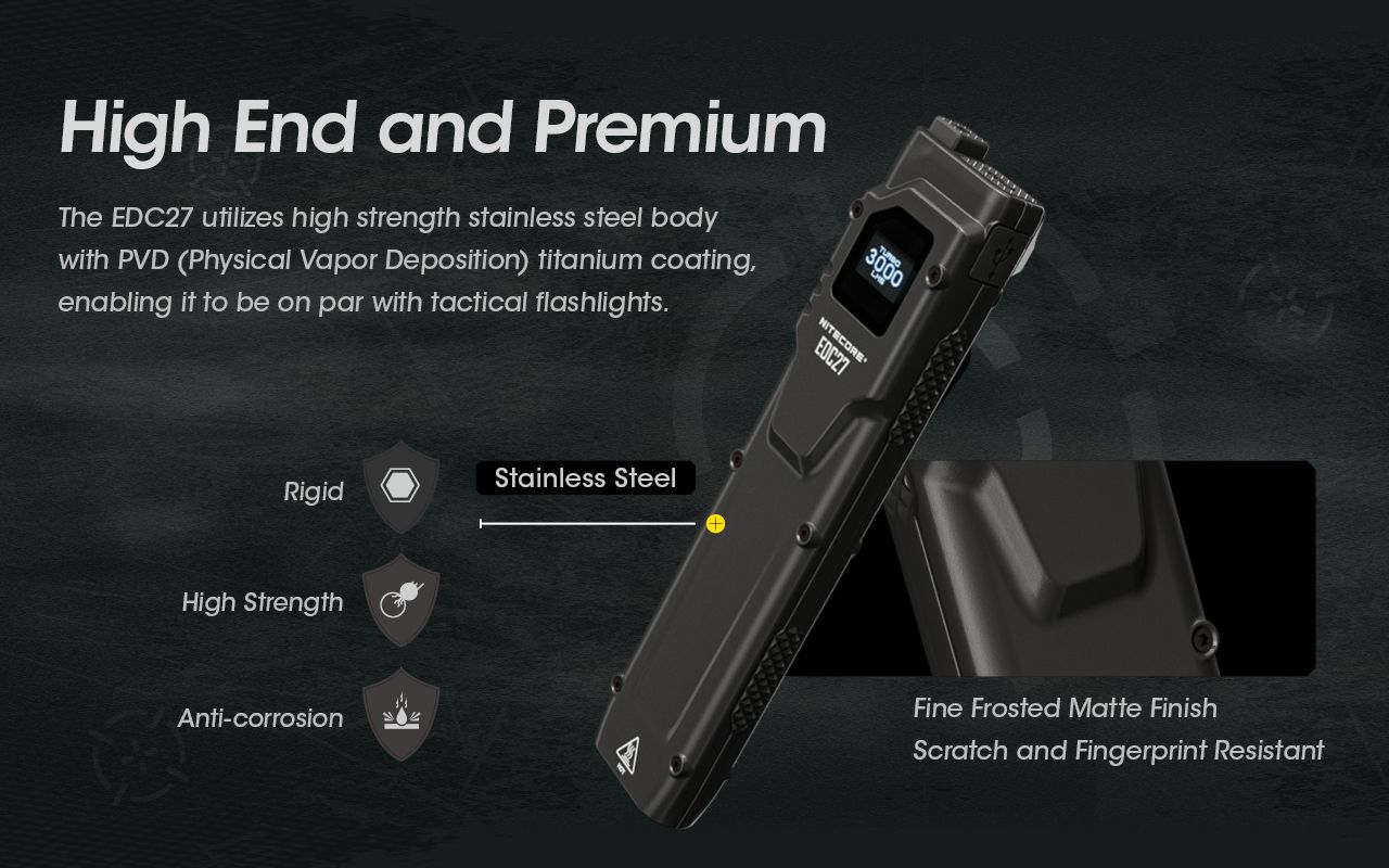 Linterna recargable NITECORE EDC27 ligera de 3000 lúmenes para aventuras al aire libre y preparación para emergencias