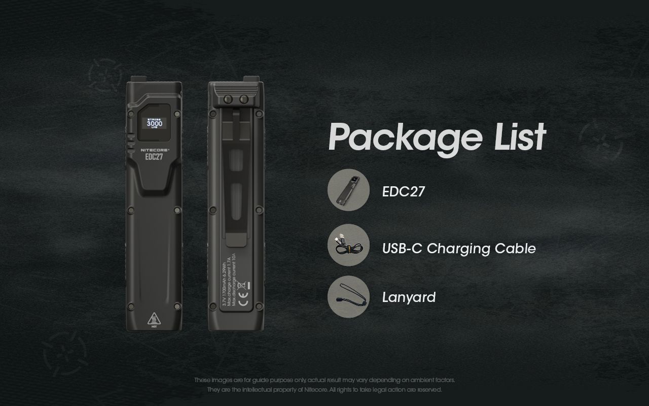 Linterna recargable NITECORE EDC27 ligera de 3000 lúmenes para aventuras al aire libre y preparación para emergencias
