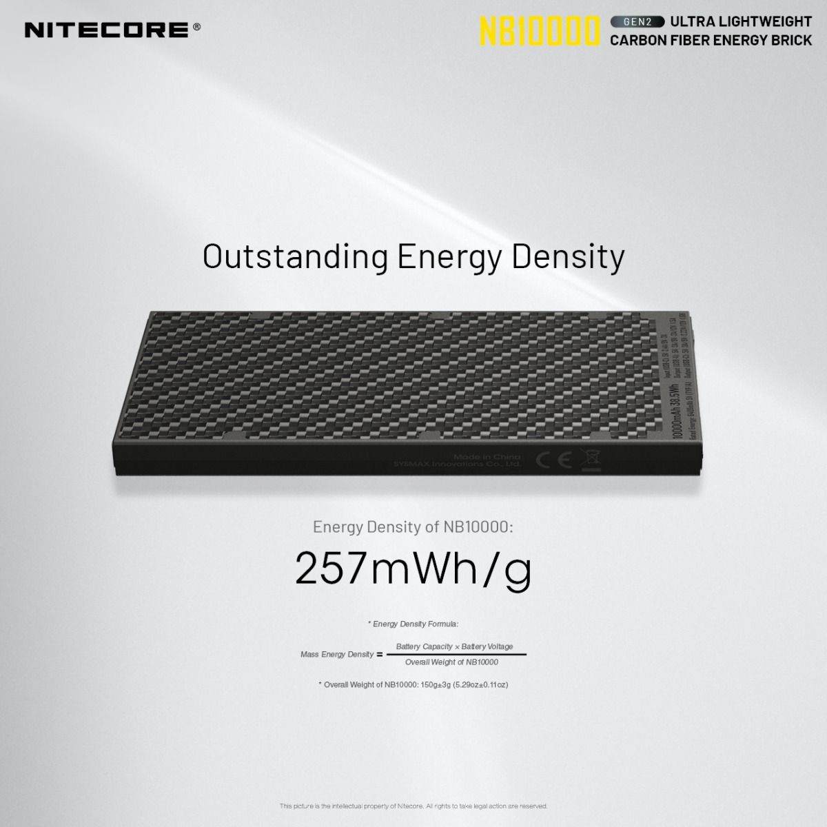 Nitecore NB10000 Gen II Ultra-slim 10000mAh Power Bank con QC Quick-Charge Cargador de Viaje Ligero