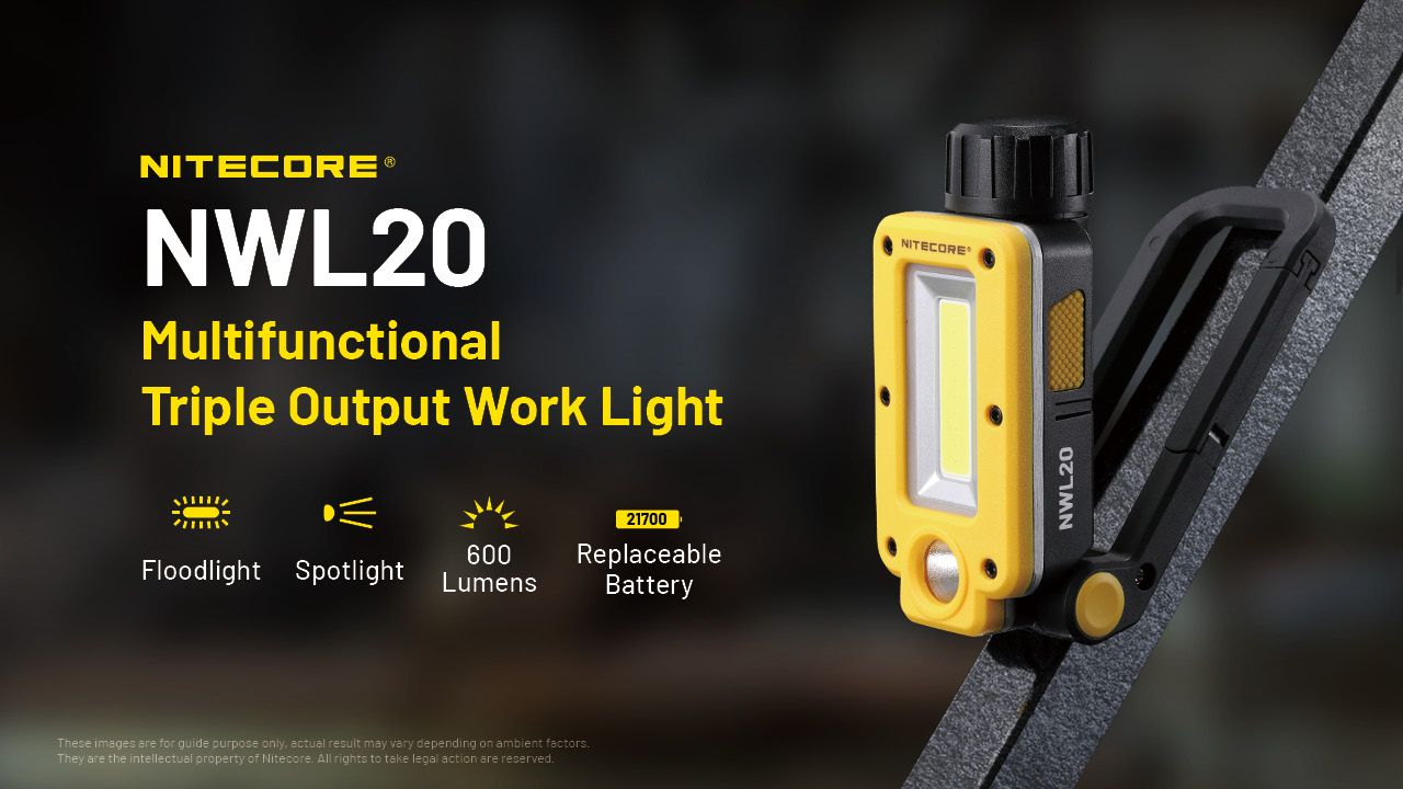 NITECORE NWL20 Foco Portátil 600 Lúmenes Iluminación Versátil con Triple Salida para Uso Exterior y de Emergencia