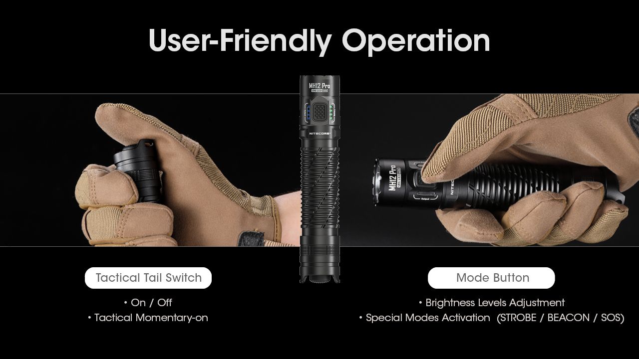 Linterna recargable Nitecore MH12 Pro 3300 lúmenes USB-C alta luminosidad para aventuras al aire libre