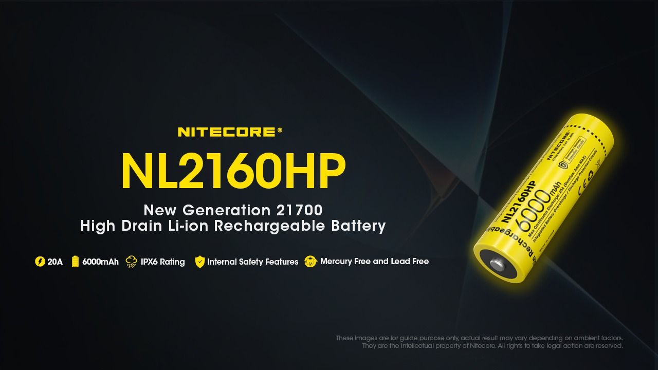 Batería Recargable Nitecore NL2160HP 6000mAh USB-C Alta Capacidad para Fotografía y Acampada Portátil Durable
