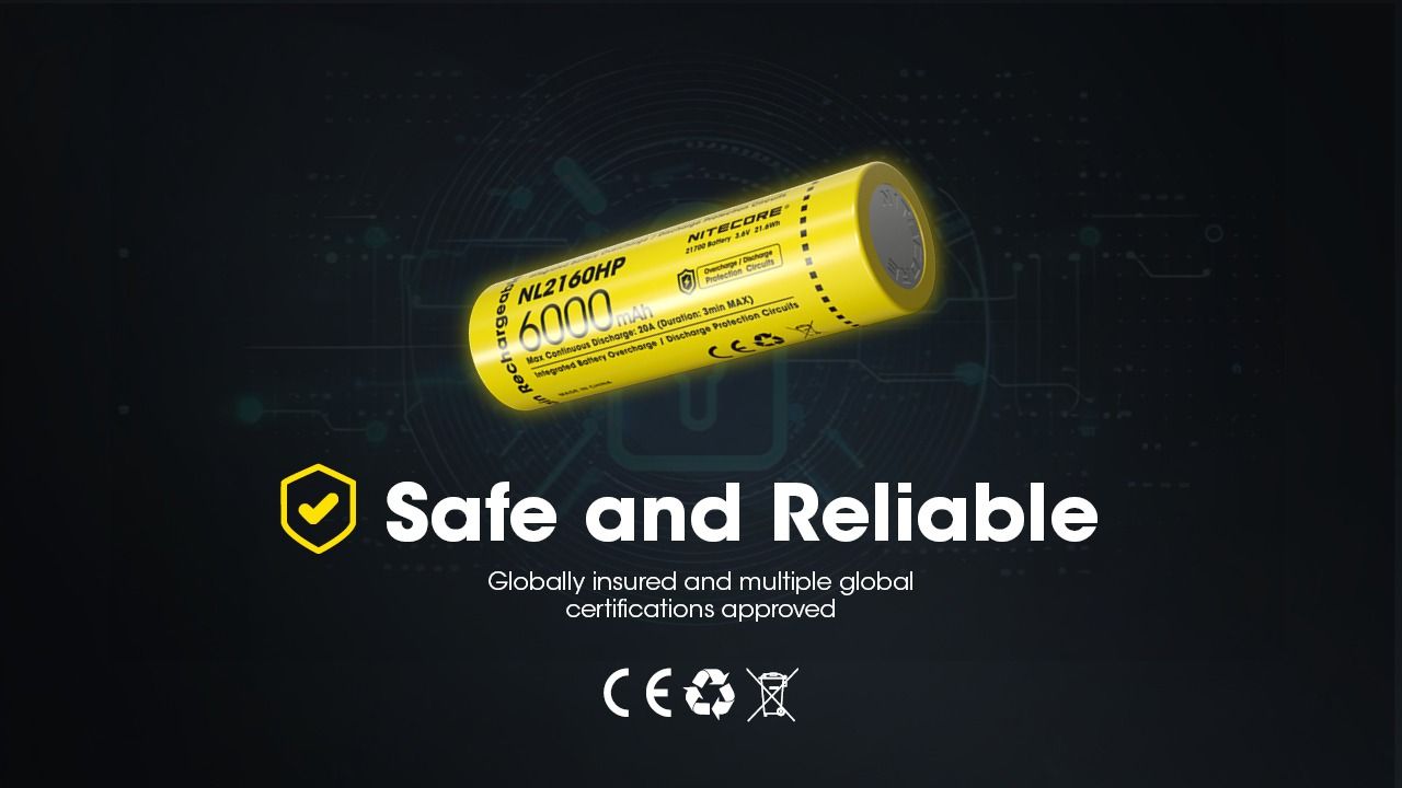 Batería Recargable Nitecore NL2160HP 6000mAh USB-C Alta Capacidad para Fotografía y Acampada Portátil Durable