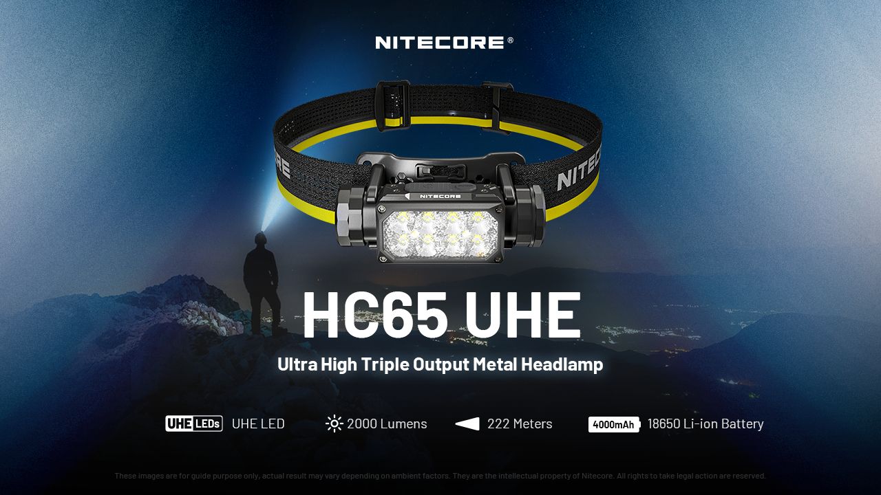 Linterna Frontal NITECORE HC65 UHE 2000 lúmenes Recargable USB-C con Larga Duración de Batería para Campamento