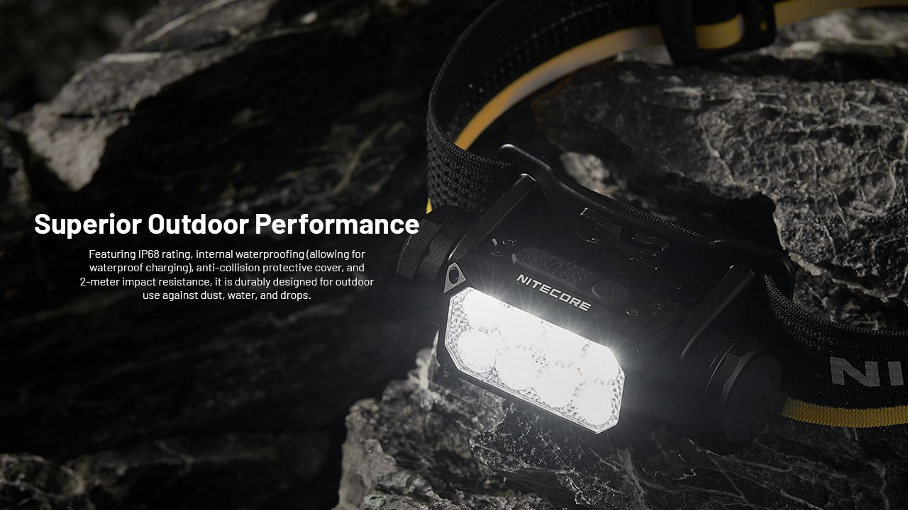 Linterna Frontal NITECORE HC65 UHE 2000 lúmenes Recargable USB-C con Larga Duración de Batería para Campamento