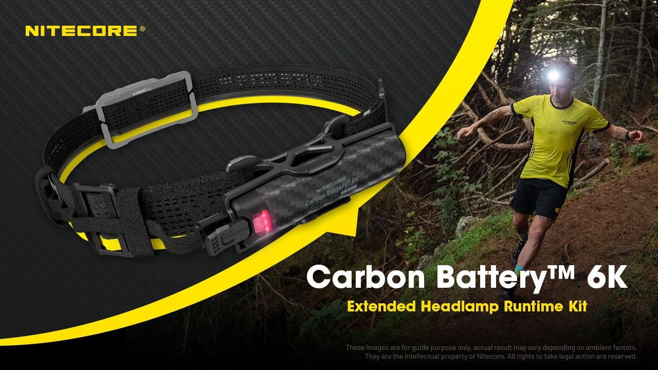 Nitecore Carbon Battery 6K Kit Extensor de autonomía para faros frontales NU40, NU43, NU45, NU50 y HC65 UHE