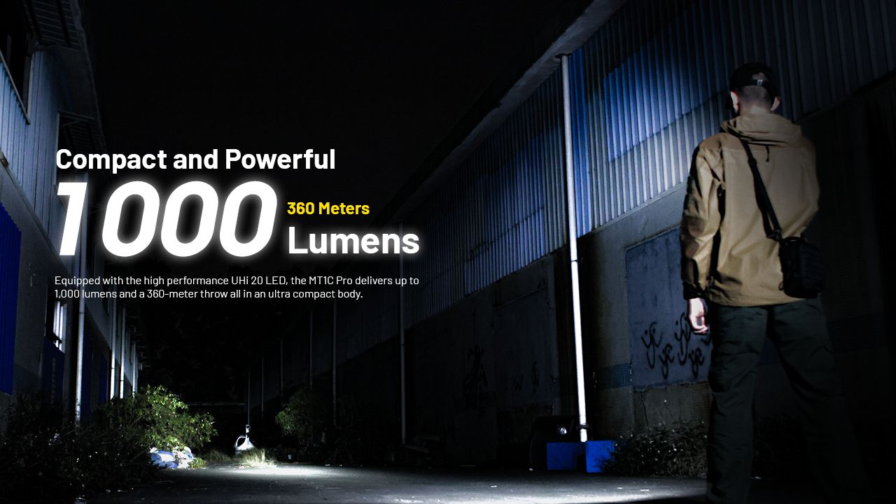 Nitecore MT1C Pro Linterna EDC 1000 Lúmenes Compacta y Duradera Linterna de Senderismo y Emergencia Haz de 360 m