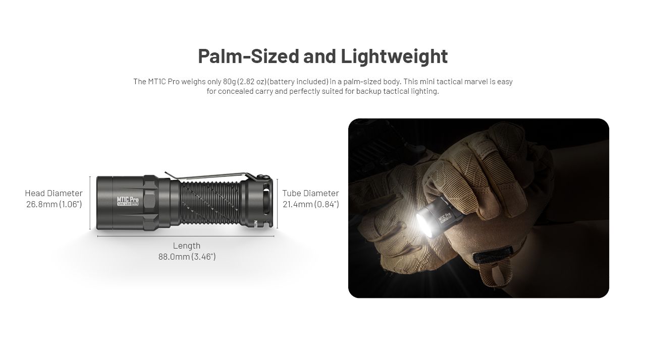 Nitecore MT1C Pro Linterna EDC 1000 Lúmenes Compacta y Duradera Linterna de Senderismo y Emergencia Haz de 360 m