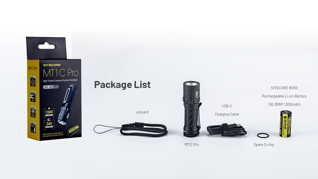 Nitecore MT1C Pro Linterna EDC 1000 Lúmenes Compacta y Duradera Linterna de Senderismo y Emergencia Haz de 360 m