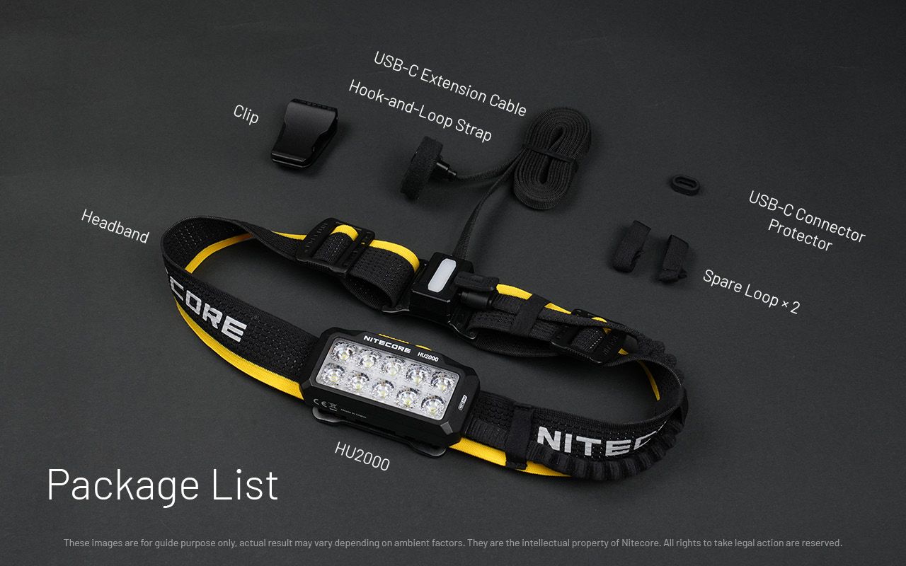 NITECORE HU2000 Linterna Frontal LED 2000 Lúmenes Recargable por USB-C Ligera y Duradera para Trabajo al Aire Libre