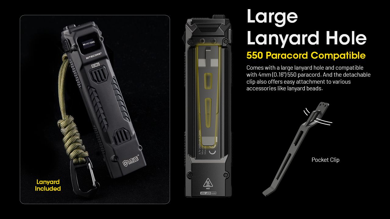 Linterna recargable USB-C NITECORE EDC29 6500 lúmenes LEDs UHi 20 MAX alta luminosidad para aventuras y urbano