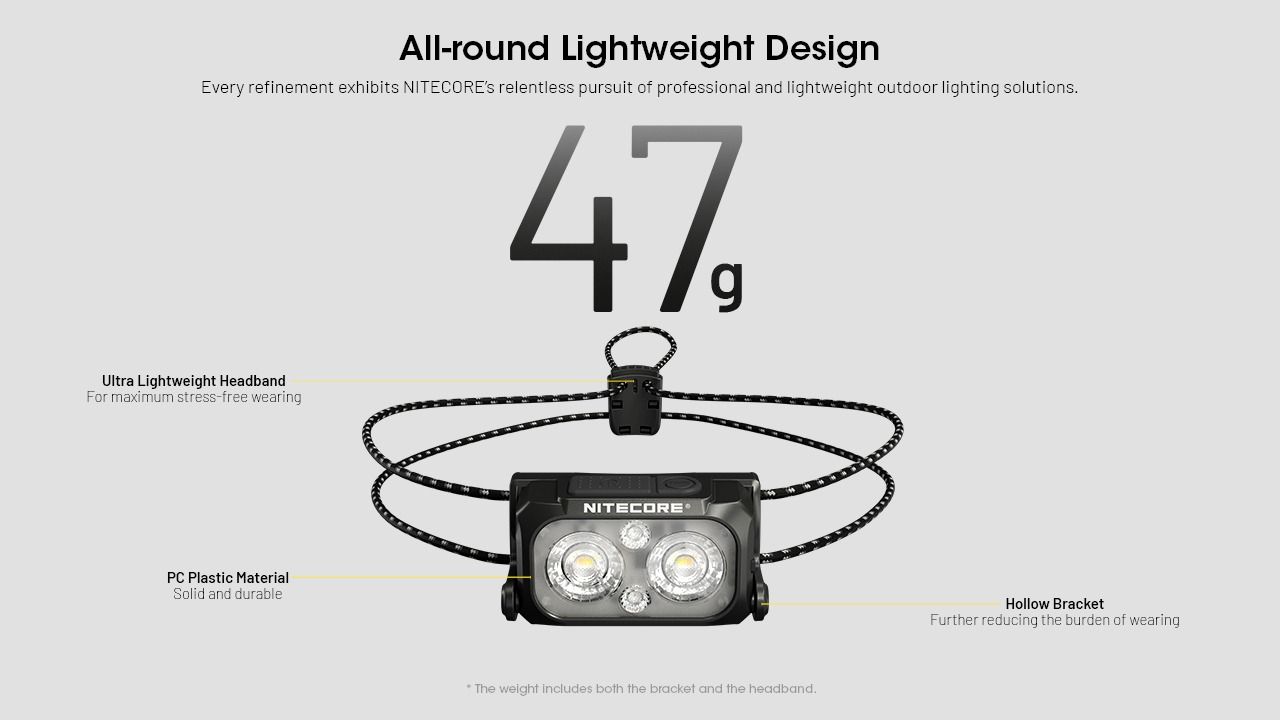 NITECORE NU25 MCT UL linterna frontal mejorada de 400 lúmenes recargable USB-C para aventuras al aire libre