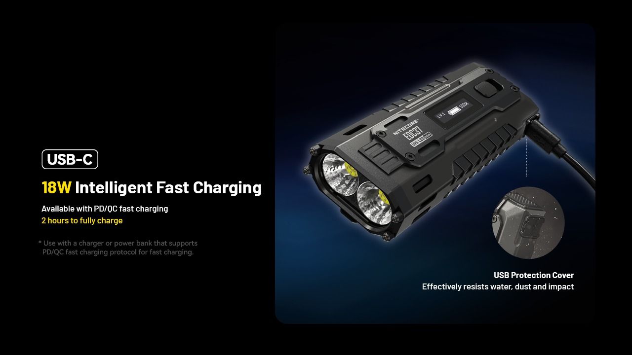 Linternas recargables NITECORE EDC37 8000LM USB-C