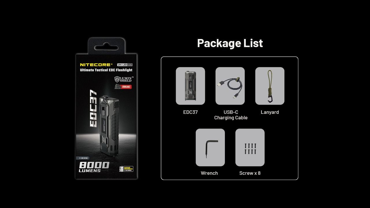 Linternas recargables NITECORE EDC37 8000LM USB-C
