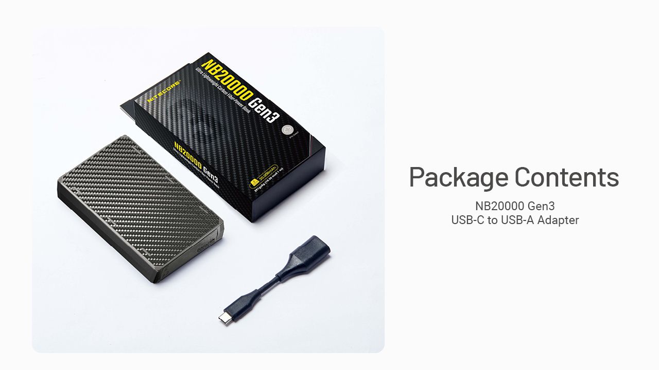 Banco de energía Nitecore NB20000 Gen3 20000mAh Dual Port USB-C alta capacidad carga rápida diseño compacto