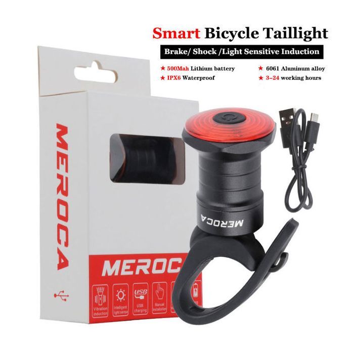 Luz trasera inteligente para bicicleta con luz de freno de arranque y parada automáticos, carga USB, impermeable IPX6, luz de seguridad para ciclismo.