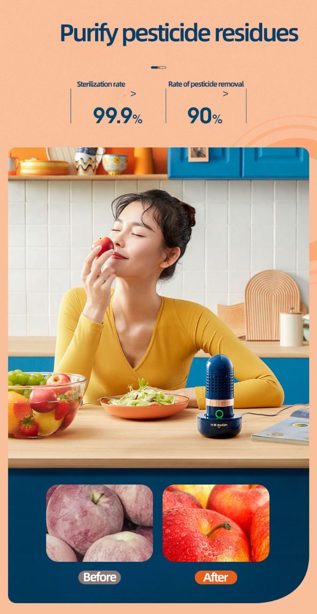 Donlim Desinfectante Verduras Máquina lavavajillas portátil para sanitizar y eliminación de pesticidas