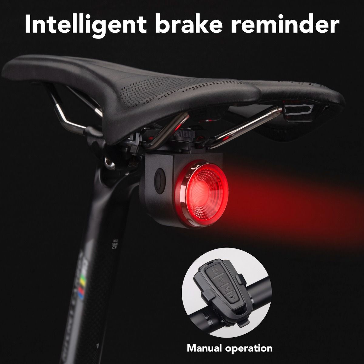 ANTUSI A8 Candado antirrobo con alarma y luz trasera de seguridad para bicicleta de carretera, con freno automático y timbre inalámbrico