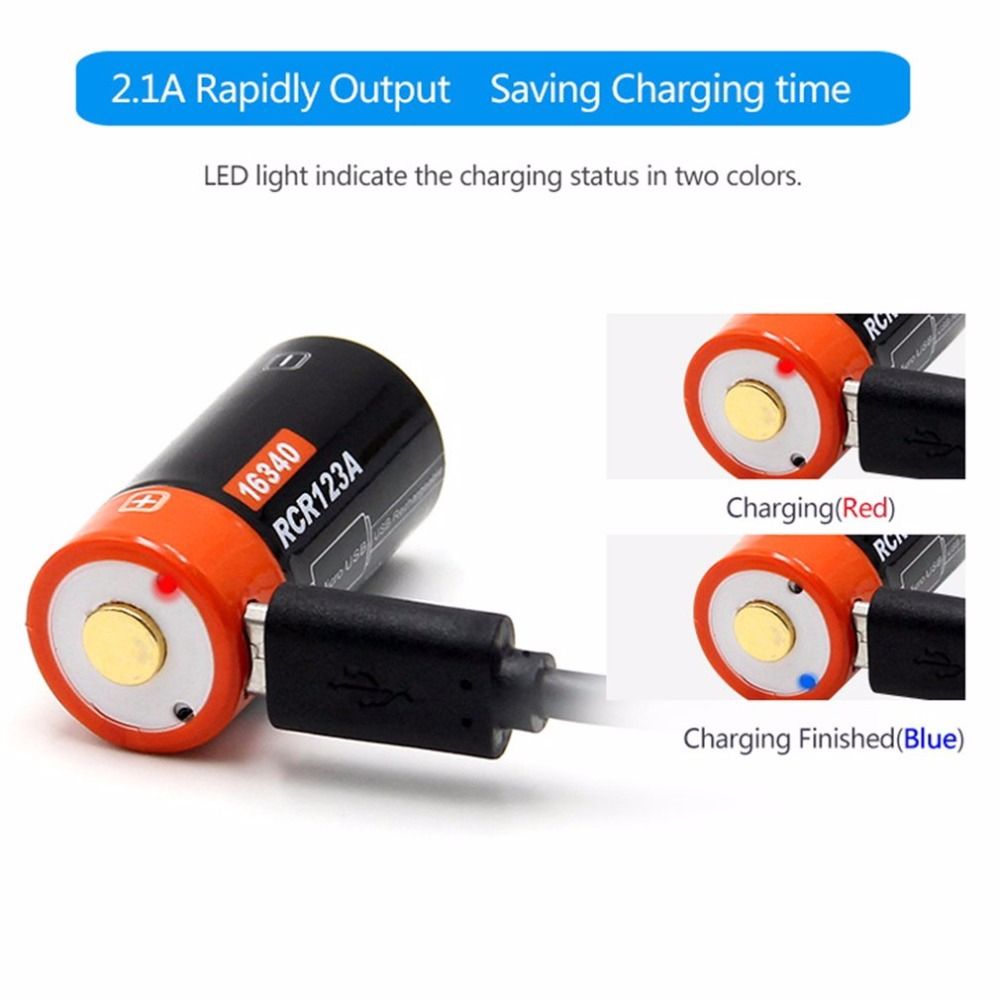 Batería 16340 650mAh 3.7V Recargable Micro USB para Gadgets y Linternas Duradera y de Alta Densidad Energética