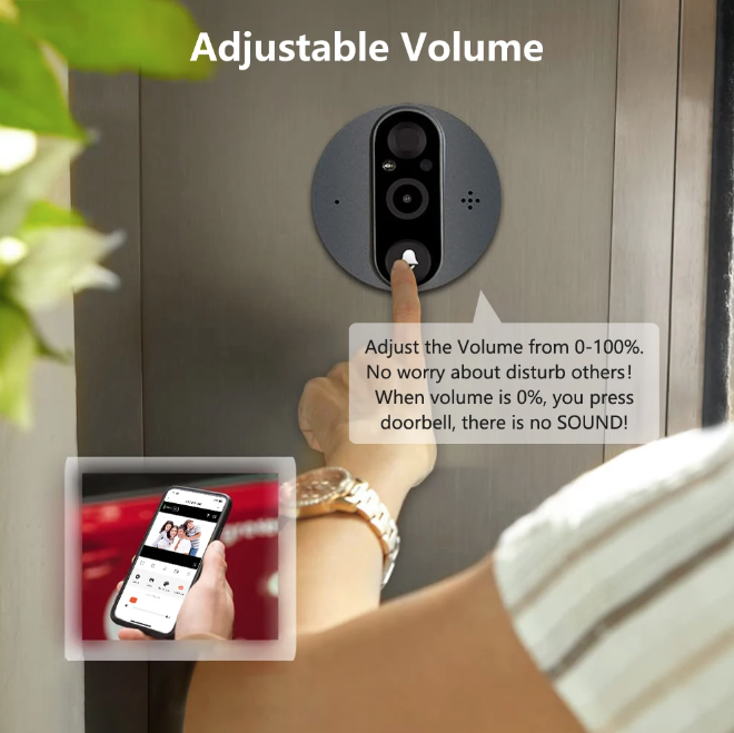 Cámara de ojo de cerradura WiFi Tuya Smart 1080P con detección de movimiento en tiempo real y vista de 120 grados para seguridad del hogar