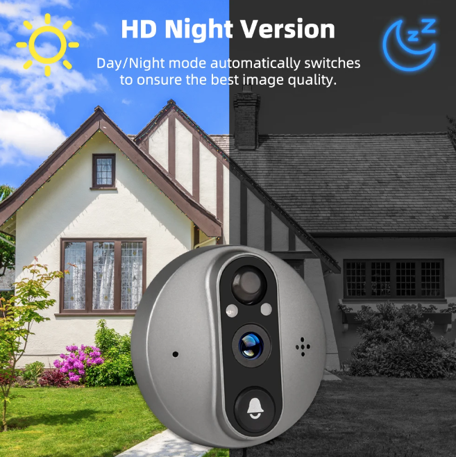 Cámara de ojo de cerradura WiFi Tuya Smart 1080P con detección de movimiento en tiempo real y vista de 120 grados para seguridad del hogar