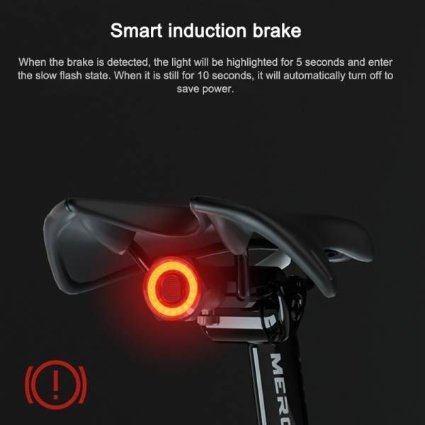 MEROCA MX2 Luz de freno trasera con sensor inteligente, carga USB, LED de alta potencia, seguridad para bicicletas de montaña y carretera