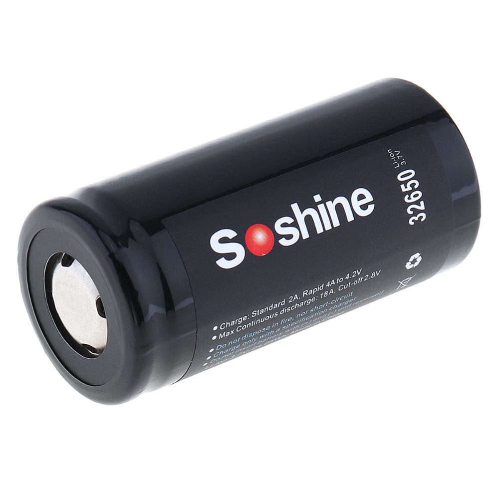 Batería Recargable Soshine 32650 6500mAh 3.7V Alta Densidad de Energía y Larga Vida Útil para Dispositivos