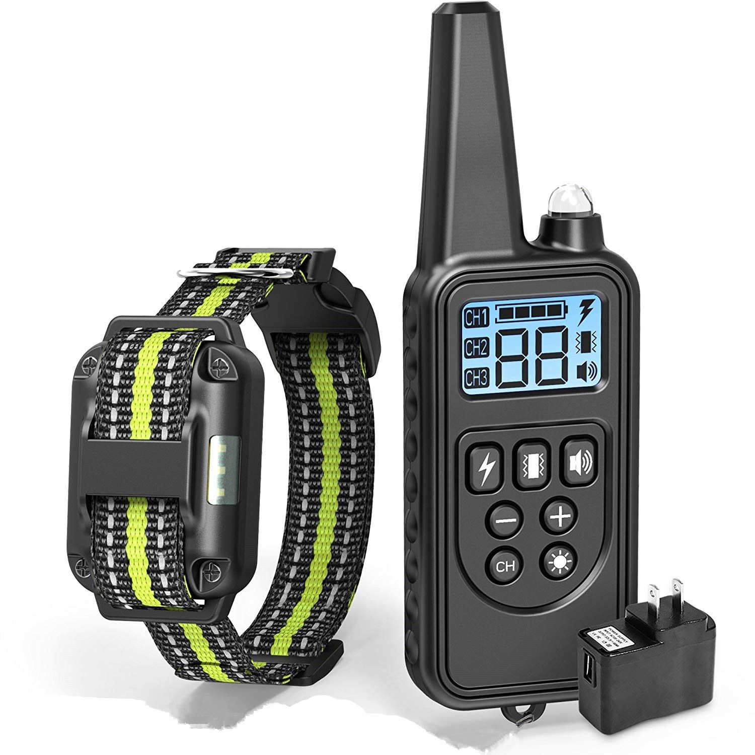 Collar eléctrico de entrenamiento para perros de 800 m, impermeable, recargable, con niveles de descarga ajustables y pantalla LCD