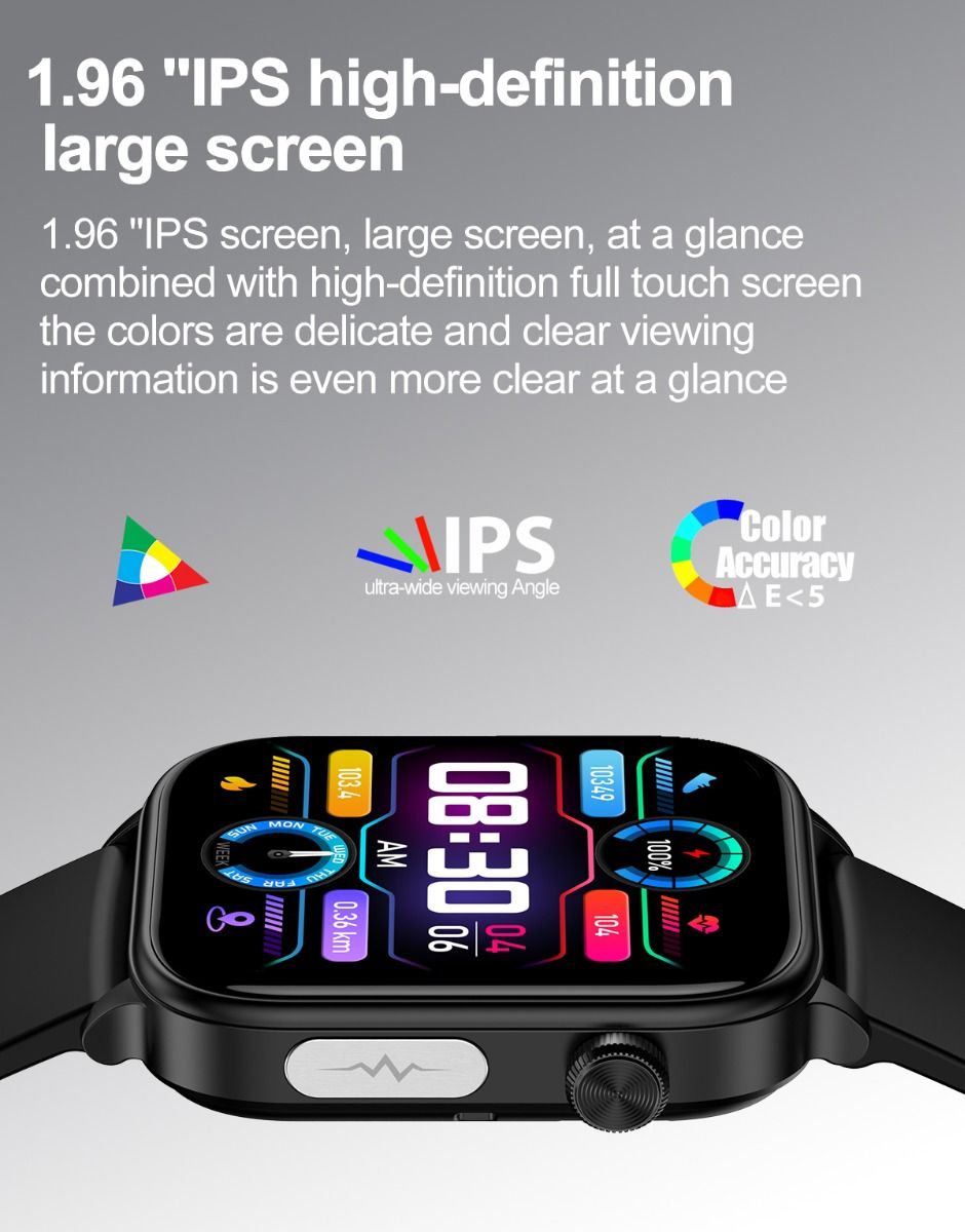 ET570 Smartwatch Salud Digital: Glucosa Sangre No Invasiva, ECG, Frecuencia Cardíaca, Monitor Presión Arterial 1.96