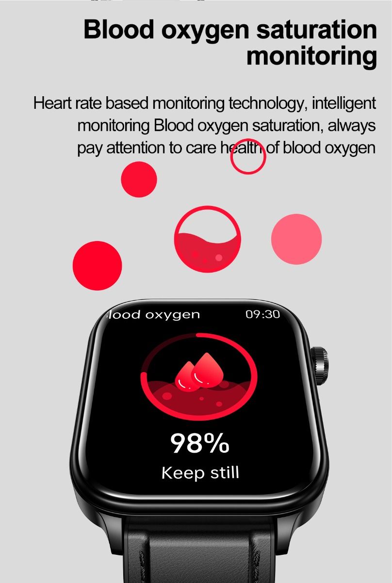 ET570 Smartwatch Salud Digital: Glucosa Sangre No Invasiva, ECG, Frecuencia Cardíaca, Monitor Presión Arterial 1.96