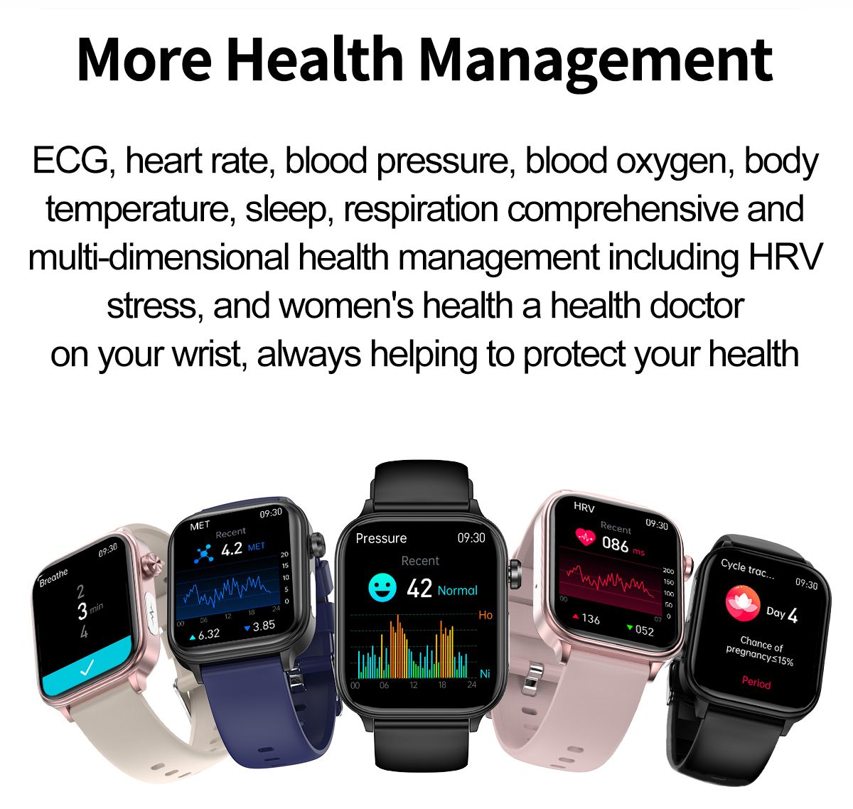 ET570 Smartwatch Salud Digital: Glucosa Sangre No Invasiva, ECG, Frecuencia Cardíaca, Monitor Presión Arterial 1.96