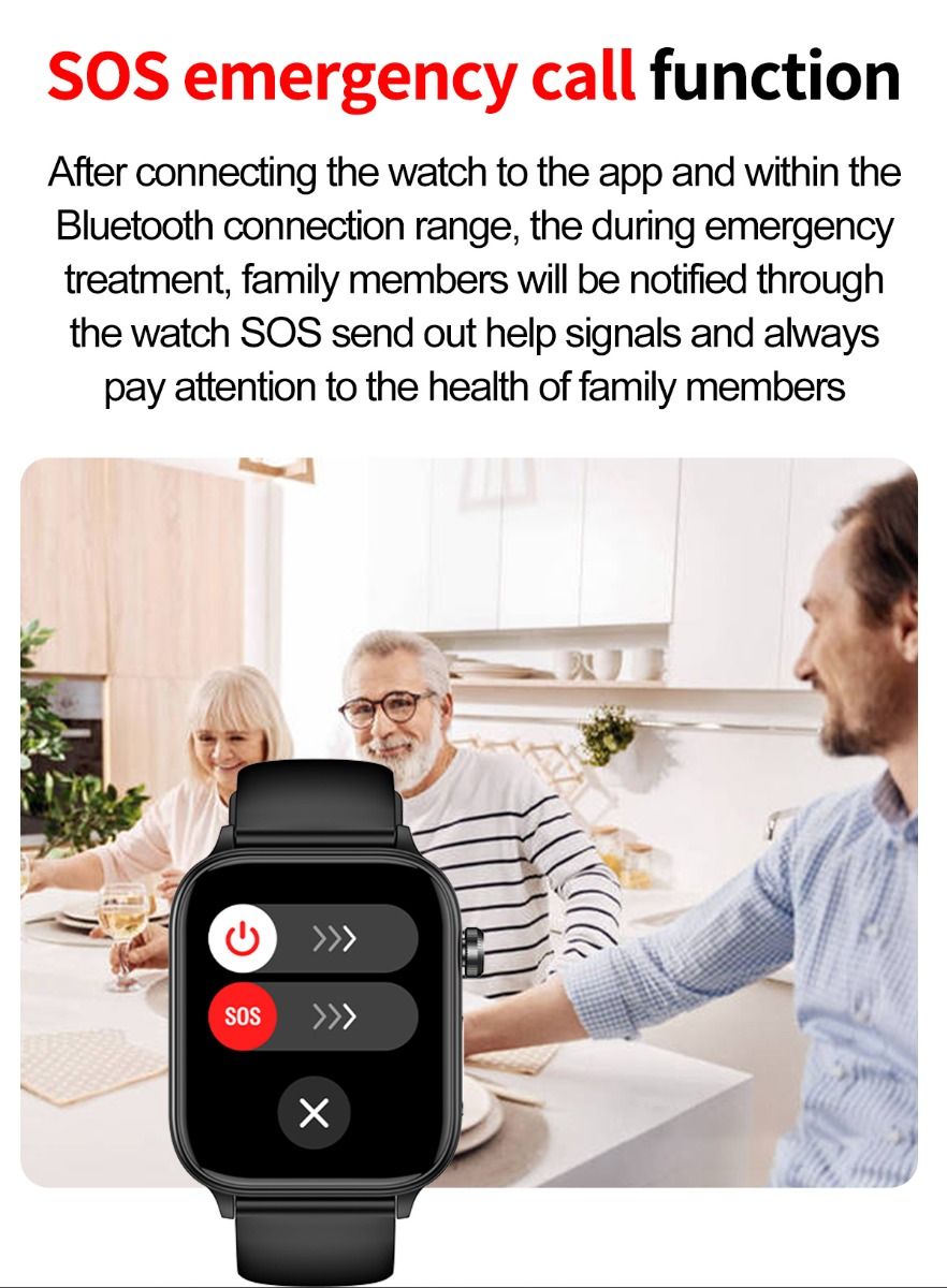 ET570 Smartwatch Salud Digital: Glucosa Sangre No Invasiva, ECG, Frecuencia Cardíaca, Monitor Presión Arterial 1.96