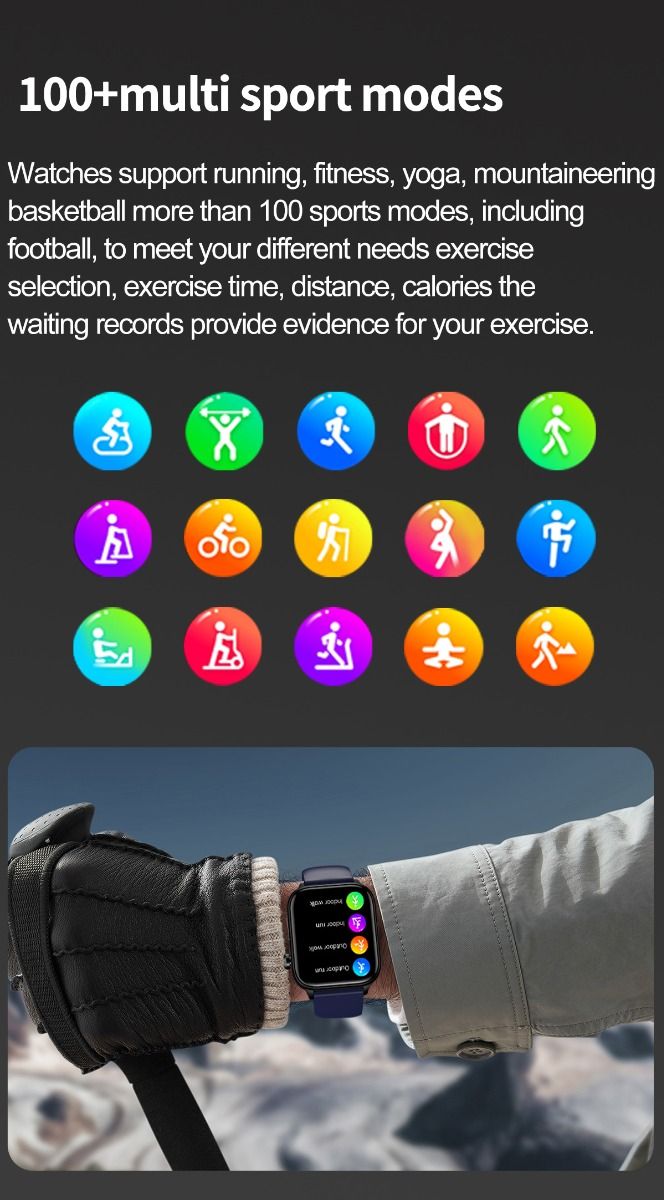 ET570 Smartwatch Salud Digital: Glucosa Sangre No Invasiva, ECG, Frecuencia Cardíaca, Monitor Presión Arterial 1.96