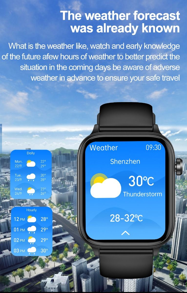 ET570 Smartwatch Salud Digital: Glucosa Sangre No Invasiva, ECG, Frecuencia Cardíaca, Monitor Presión Arterial 1.96
