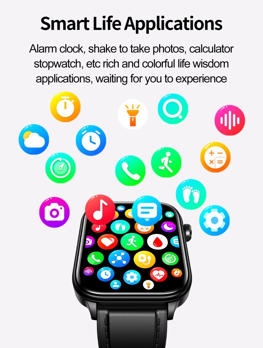 ET570 Smartwatch Salud Digital: Glucosa Sangre No Invasiva, ECG, Frecuencia Cardíaca, Monitor Presión Arterial 1.96