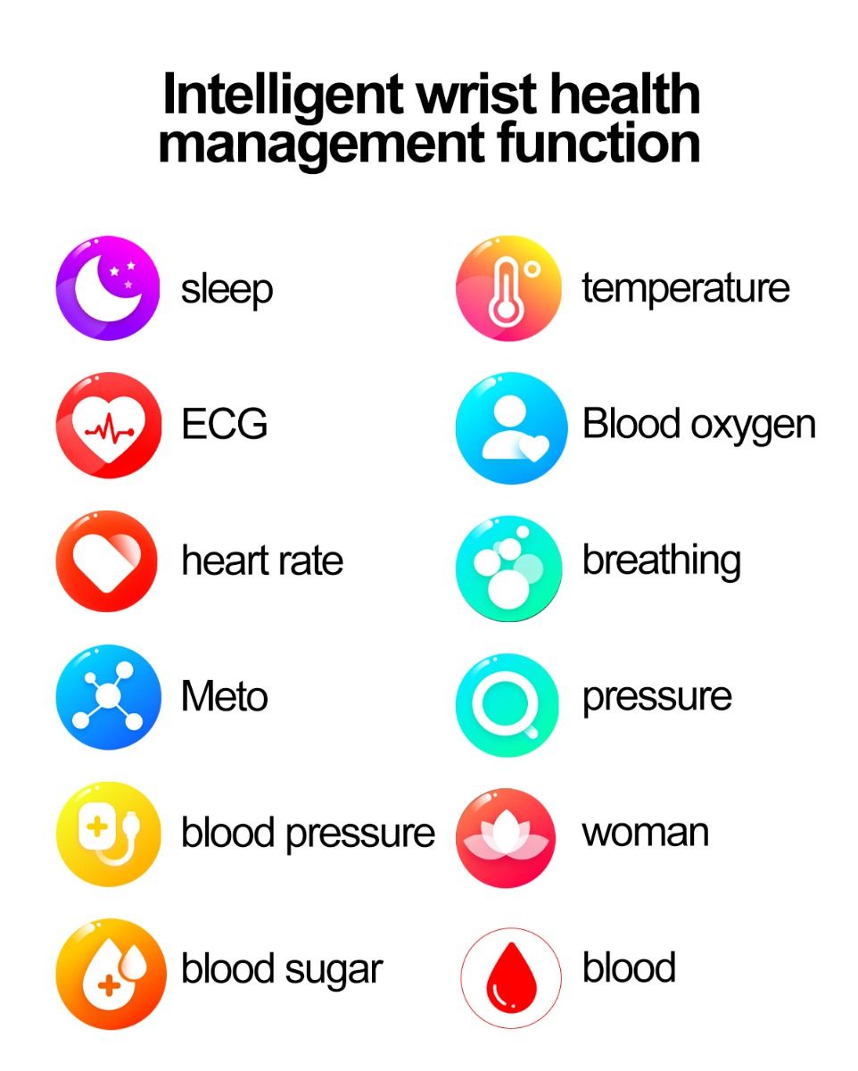 ET570 Smartwatch Salud Digital: Glucosa Sangre No Invasiva, ECG, Frecuencia Cardíaca, Monitor Presión Arterial 1.96