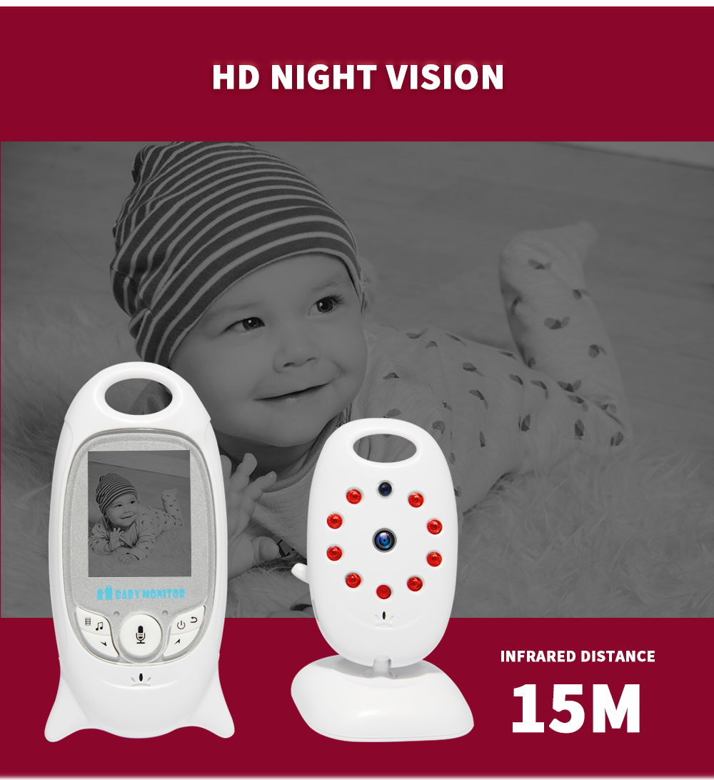 VB601 Monitor de video bebé inalámbrico 2.4g con comunicación bidireccional, visión nocturna y monitoreo de temperatura