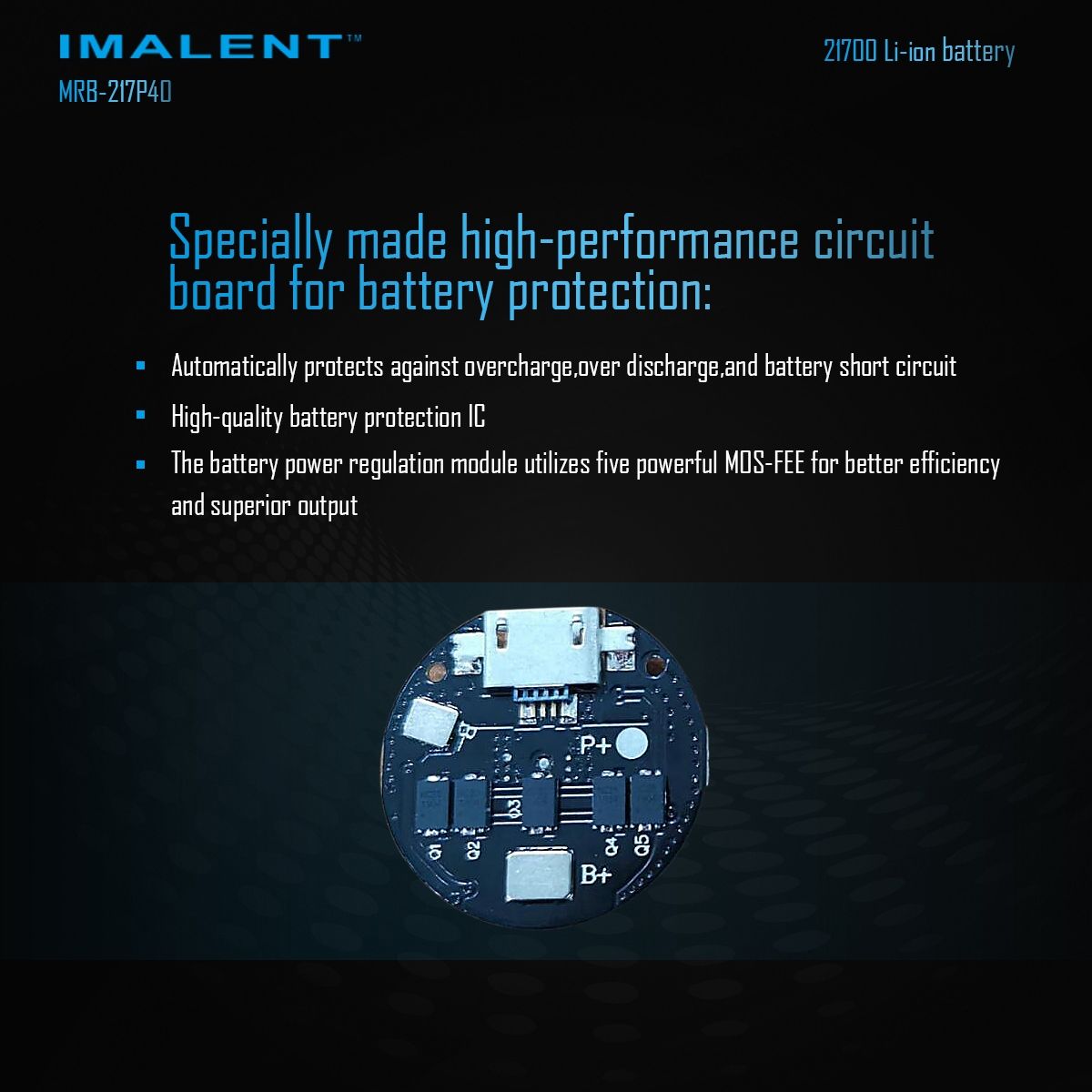 Batería IMALENT MRB-217P40 4000mAh con carga Tipo-C para linternas y gadgets electrónicos diseño avanzado