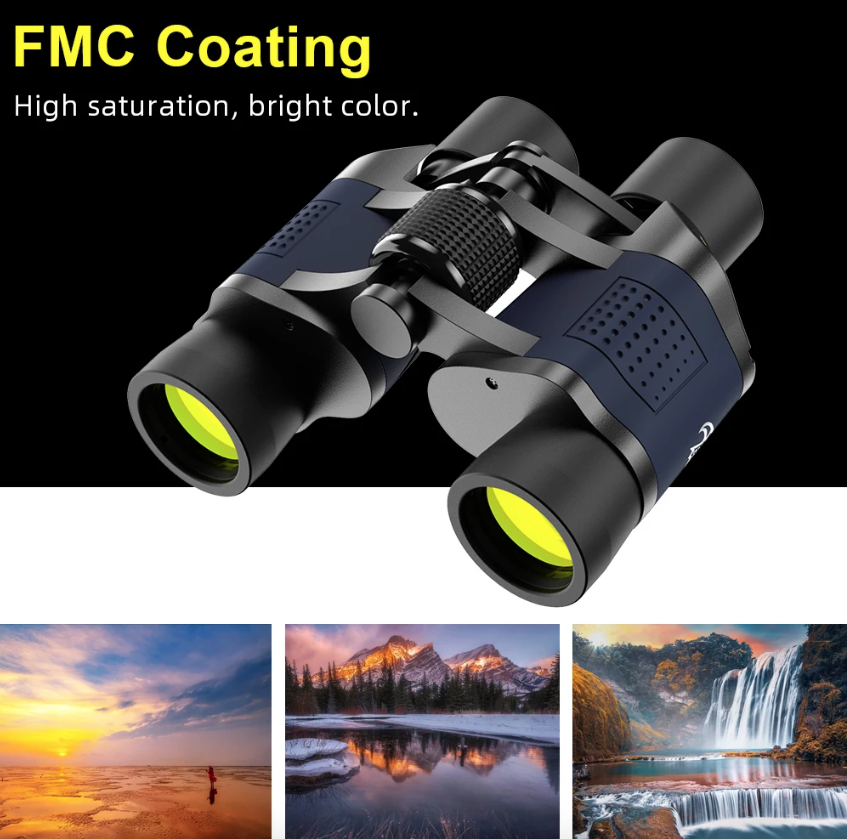 Prismáticos 60x60 BAK4 Potentes HD Telescopio Óptico para Observación de Aves Senderismo Deportes Equipo Portátil de Aventura