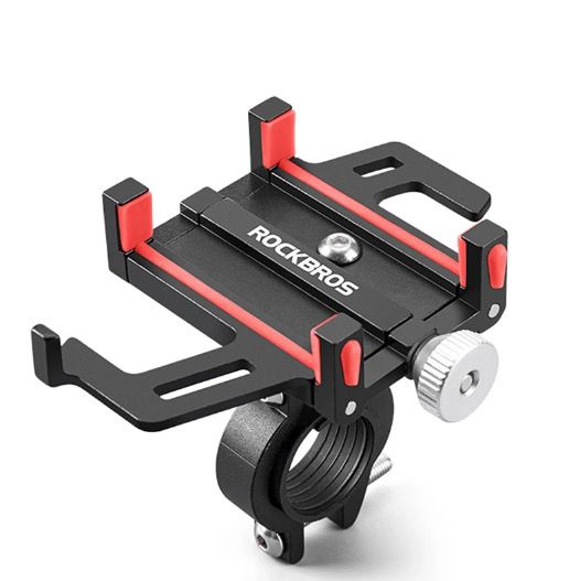 ROCKBROS Soporte para teléfono de motocicleta duradero, accesorio versátil de aleación de aluminio CNC para moto con cinco garras de ajuste seguro