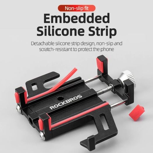ROCKBROS Soporte para teléfono de motocicleta duradero, accesorio versátil de aleación de aluminio CNC para moto con cinco garras de ajuste seguro