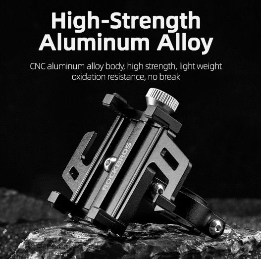 ROCKBROS Soporte para teléfono de motocicleta duradero, accesorio versátil de aleación de aluminio CNC para moto con cinco garras de ajuste seguro