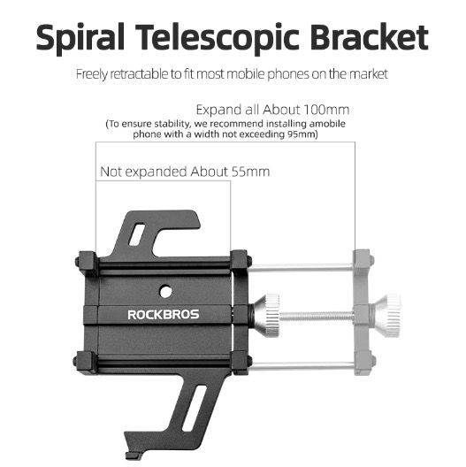 ROCKBROS Soporte para teléfono de motocicleta duradero, accesorio versátil de aleación de aluminio CNC para moto con cinco garras de ajuste seguro