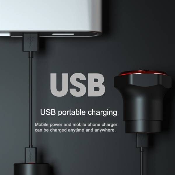MEROCA MX2 Luz de freno trasera con sensor inteligente, carga USB, LED de alta potencia, seguridad para bicicletas de montaña y carretera